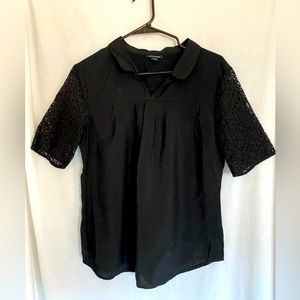 I Heart Ronson Black Top Lace Sleeves Large